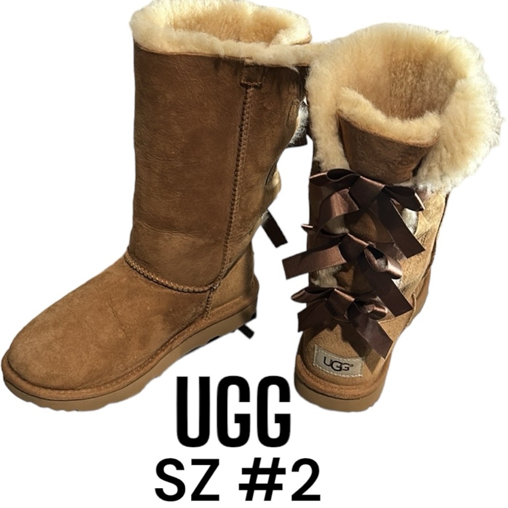 UGG Tan Kids Boots with Cream Fur